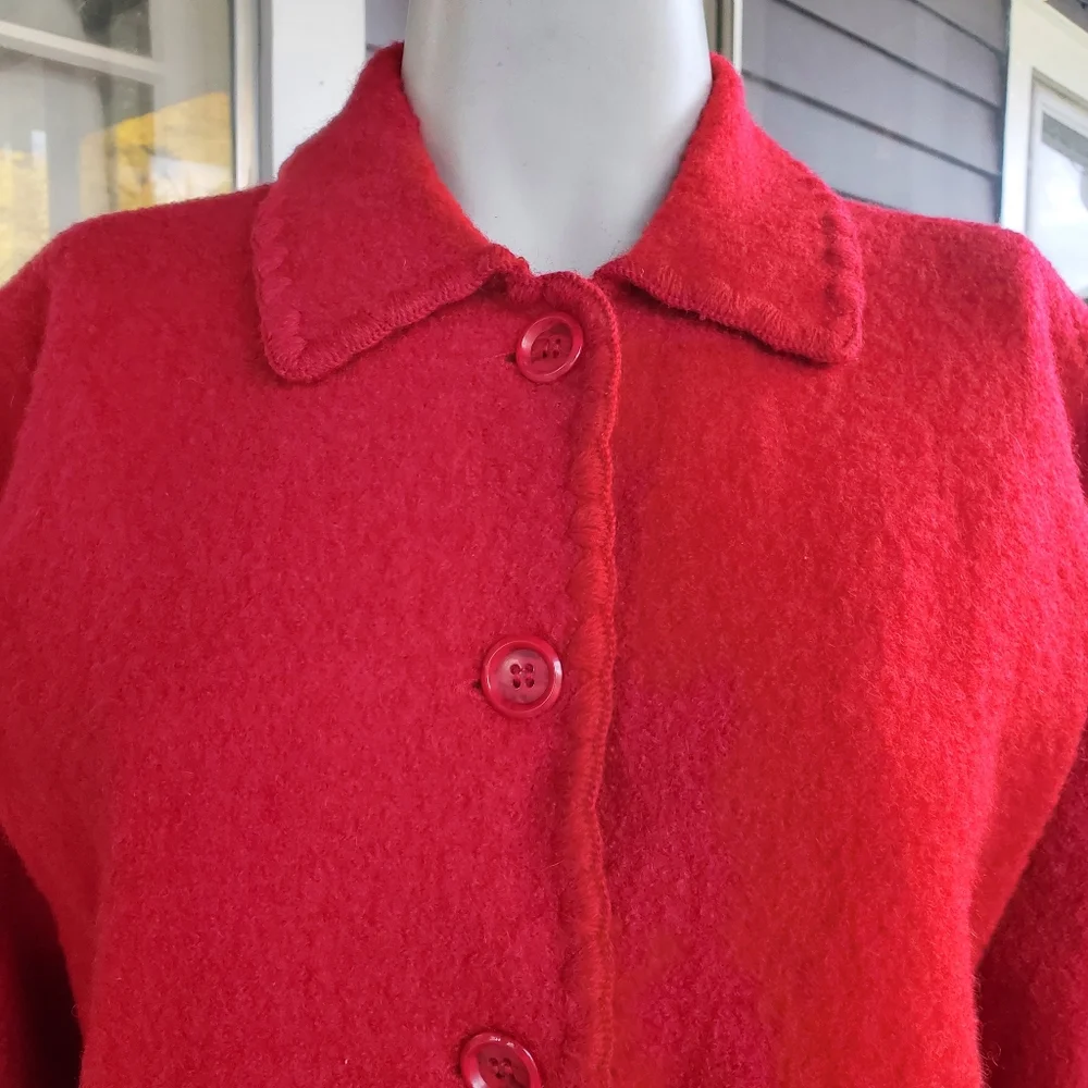 Vintage Talbots Petites 100% Wool Red Jacket Size Small - Picture 4 of 9